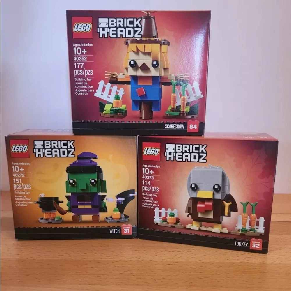 Lego Bundle 40272, 40273, 40352 Witch, Turkey, and Scarecrow Brickheadz Set NEW